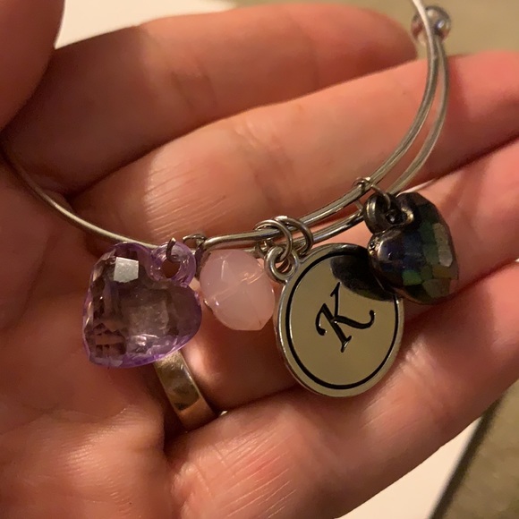 Two hearts and K initial charm and Eiffel Tower charm Bracelets - Picture 3 of 5